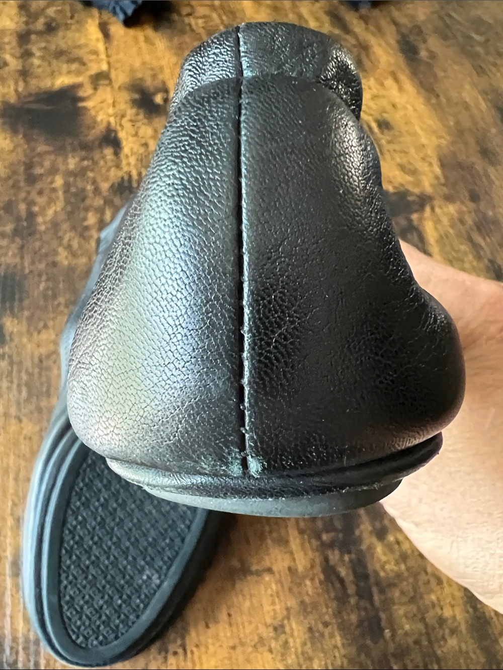 Tory Burch Black Leather Ballet Flats with Gold Logo Medallion - Picture 4 of 5